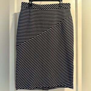 Banana Republic Navy Blue and White Striped Pencil Skirt